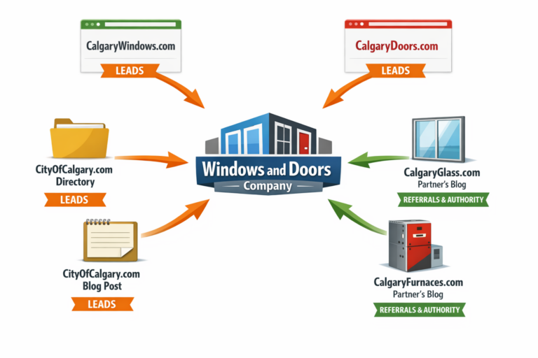 infographic show how the city of calgary network helps generate leads and authority to local businesses